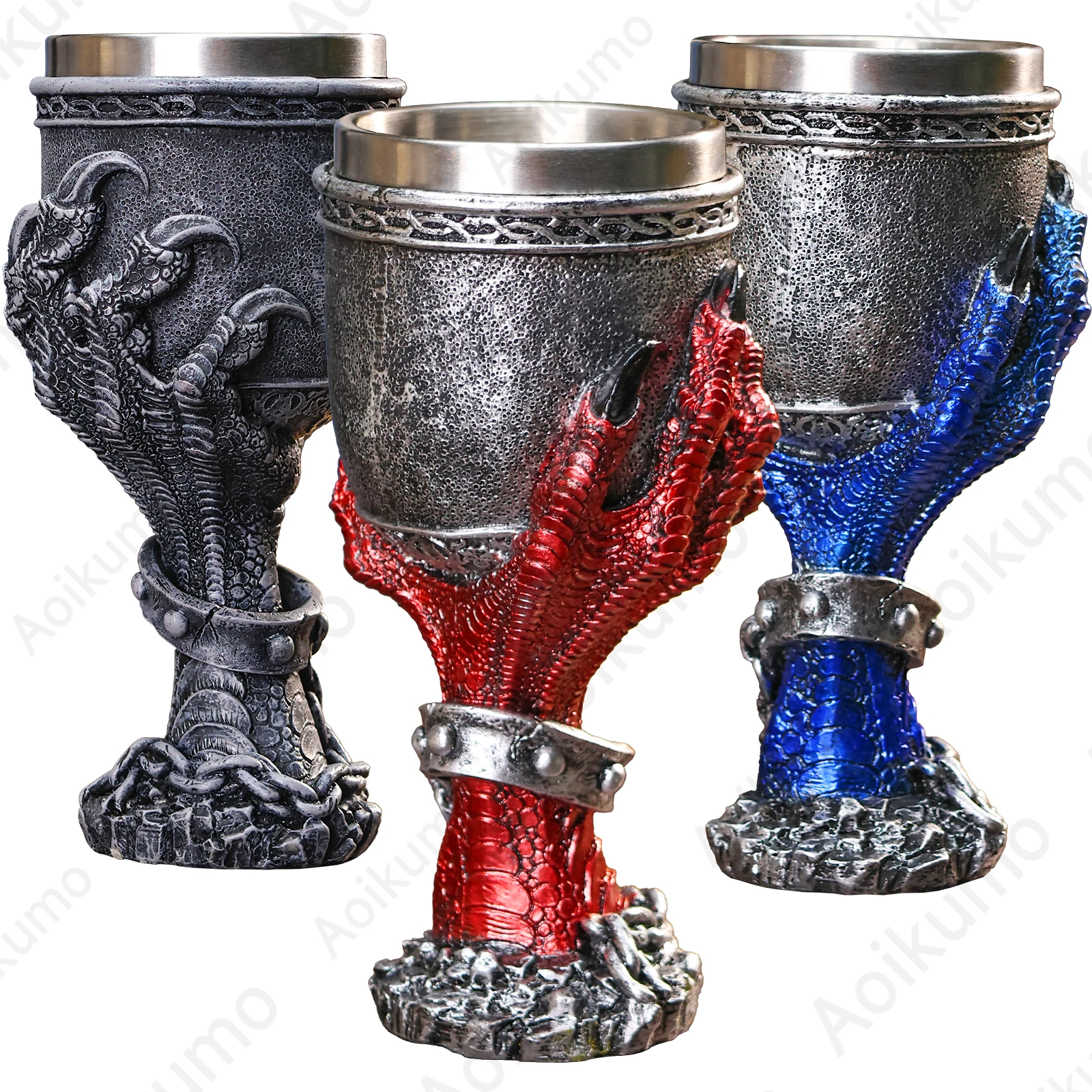 Copa de garra de dragón 2024, inserto de acero inoxidable, Trink de fantasía gótica Retro, copa de vino Kelch, cáliz