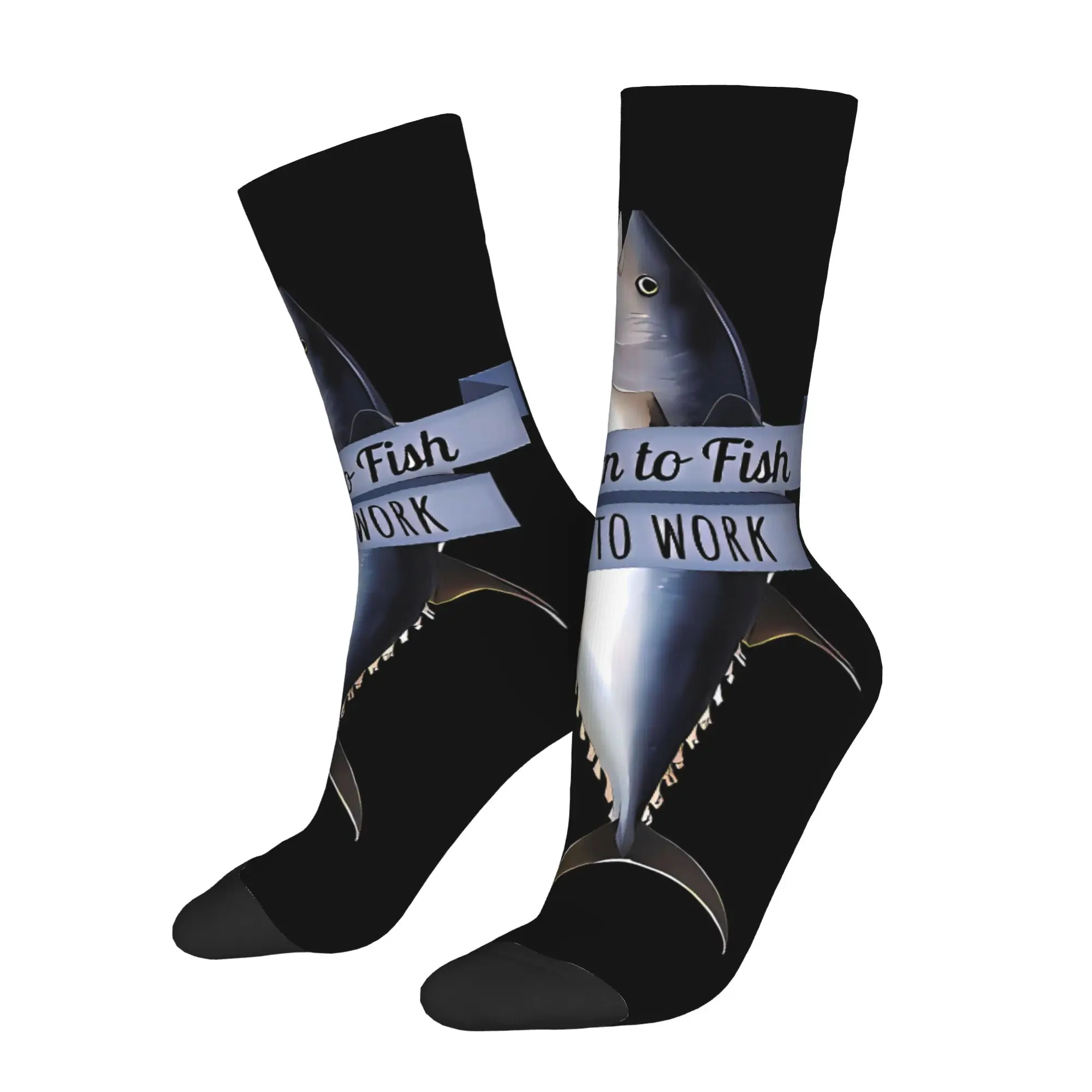 

Born To Fish Forced To Work Sock Printed Man Polyester Fashion Popular