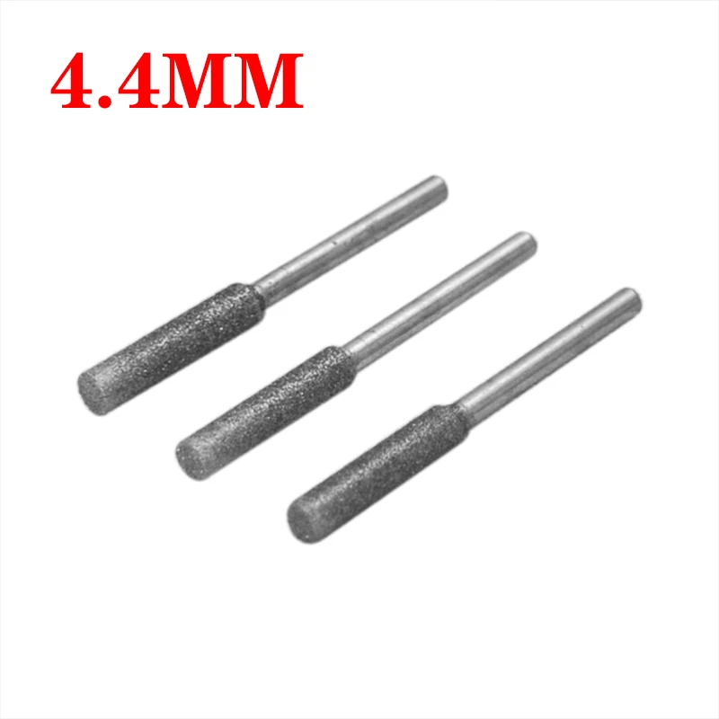 4/4.4/5mm diamantato testa di molatura affilatrice lucidatura Burr Stone File sega a catena lucidatura rettifica trapano incisione strumento di intaglio