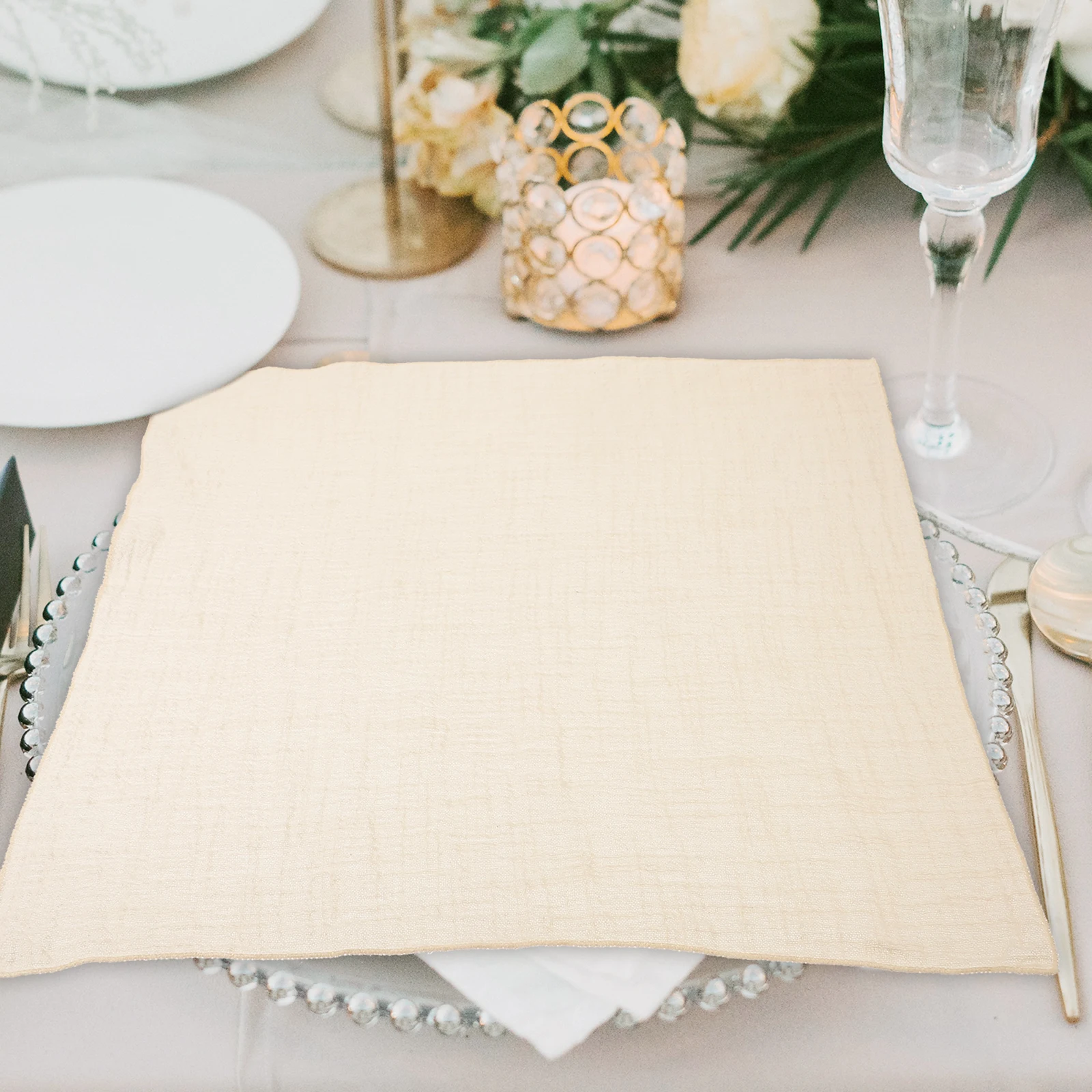 

10 Pcs Cotton Linen Napkins 16 5x16 5 Inch Beige Washable Dinner Party Table Napkins Reusable Home Kitchen Restaurant