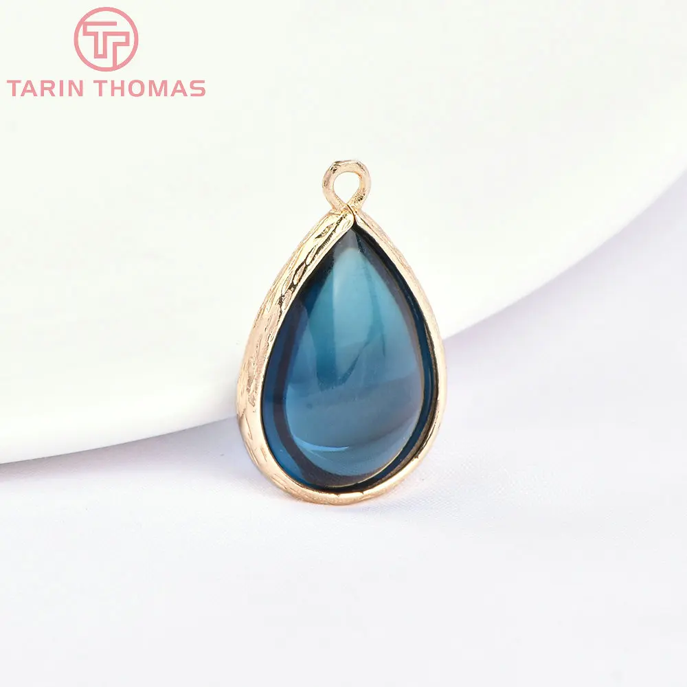 (4122)10PCS 22x14MM 24K Champagner Gold Farbe Messing und Glas Tear Drop Form Charms Anhänger Diy schmuck Erkenntnisse Zubehör – Detail 9