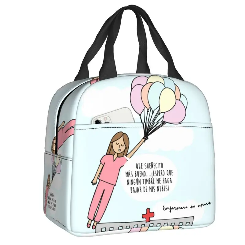 Enfermera En Apuros Doctor Nurse Medical Insulated Lunch Bags for School Office Resuable Thermal Cooler Lunch Box Women Children