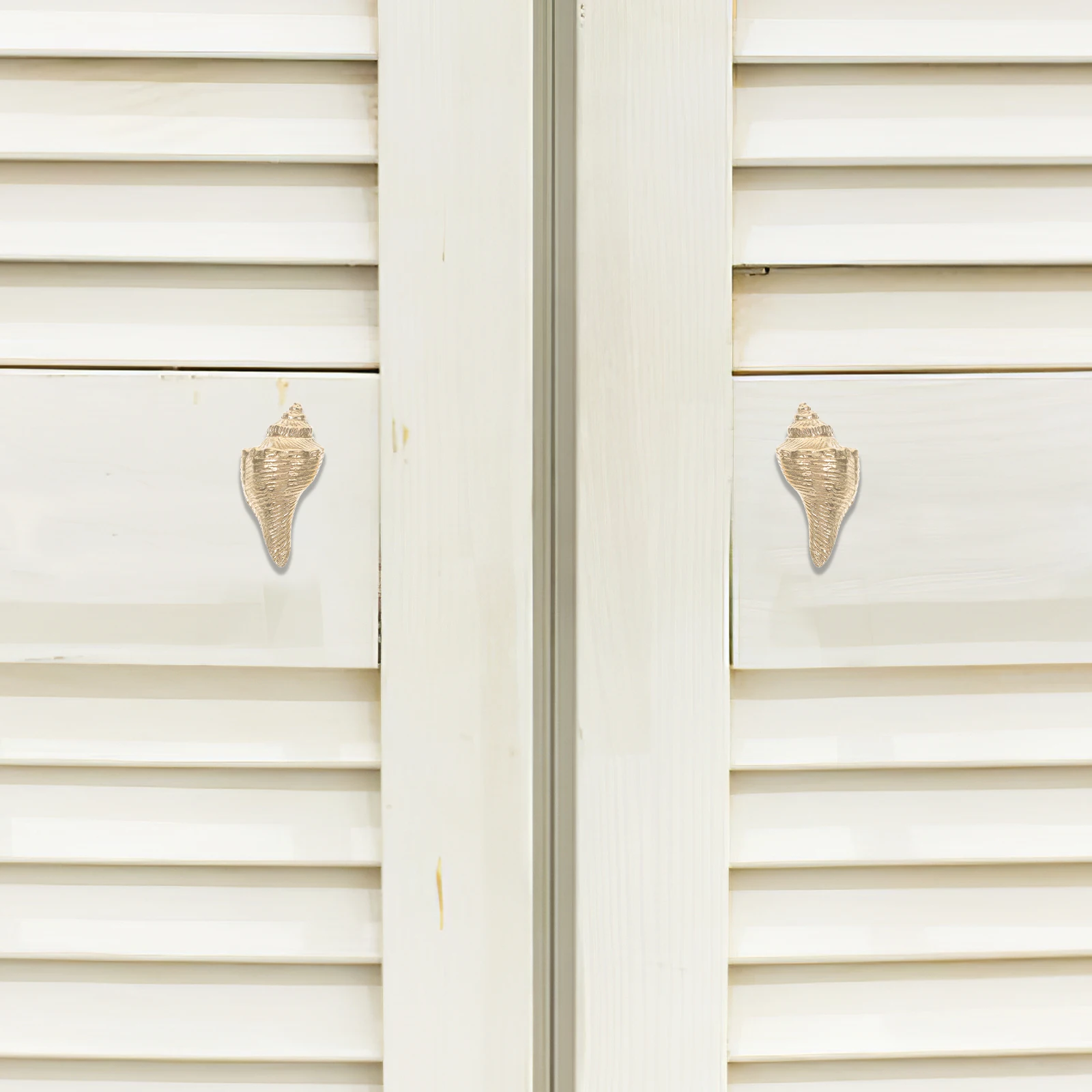 

2Pcs Brass Door H les Conch Furniture Hardware Cabinet Knobs Drawer Pulls Hardware Decorative