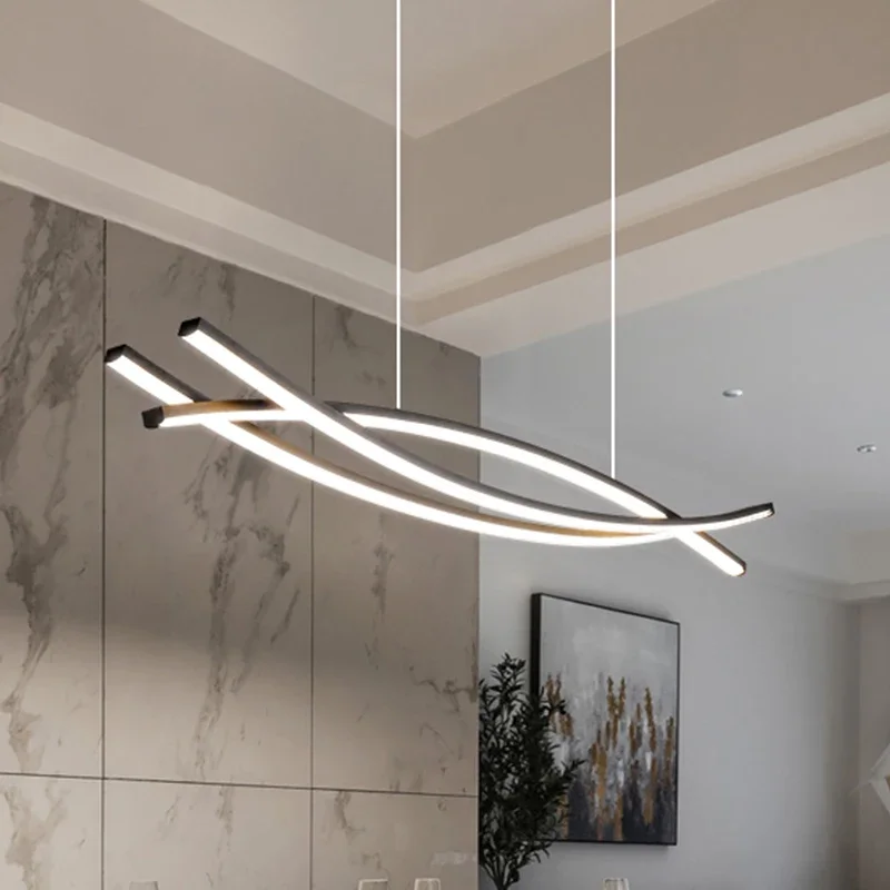 Nordic Modern Simple Dining Table Room Study Chandeliers LED Luxury Long Hanging Lamp Fashion Home