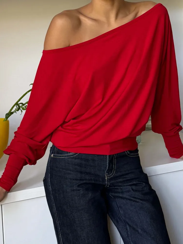 

Articat Fashion Long Sleeve Stretch Slim Top T-Shirt Women Solid Color Elastic Waist Female Top Autumn New Streetwear 2025