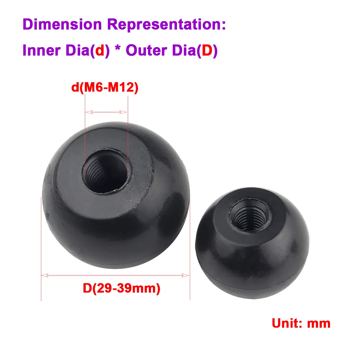 M6M8M10M12 Bakelite Round Ball Head Handle Nut Machine Tool Knob Handwheel