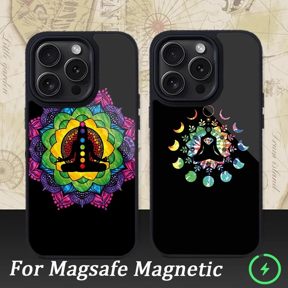 

The Mandala Chakra Insist Yoga Phone Case For iPhone 15 14 13 12 11 Pro Max Plus Magnetic for Macsafe Cases Cover