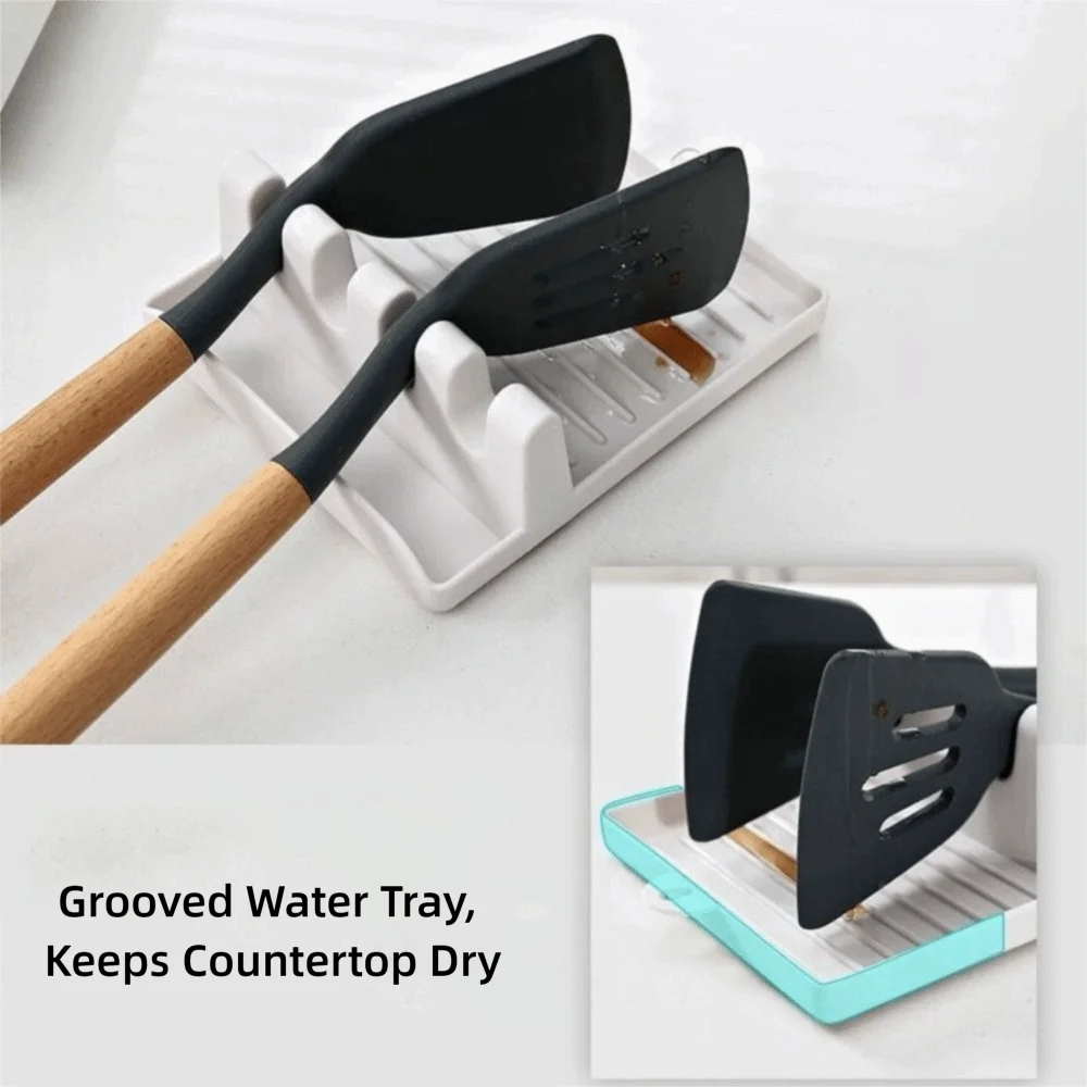 Plastic 4 Slots Paint Brush Rest Holder Display Stand Cookware Storage Spoon Holders Non-slip Multifunctional