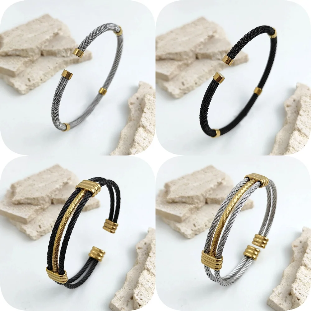 

New steel wire braided mesh gold plated bracelet, high quality waterproof silver bracelet for women, wedding jewelry