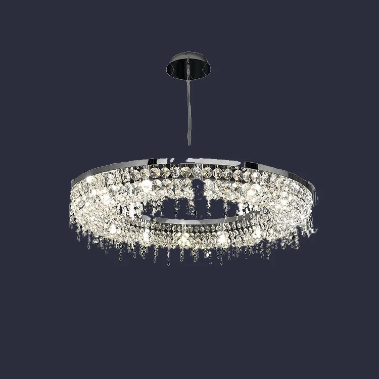 Light luxury round living room, creative American dining room, simple crystal chandelier kitchen accessories