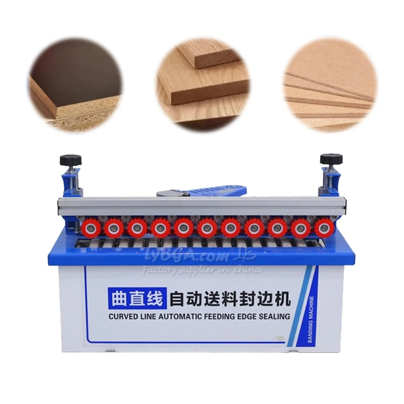 

LY-770 Изогнутый и прямой автоматический кромкооблицовочный станок Ширина 6-60 мм 1200 Вт Деревообработка двойного назначения Полностью подача ремня