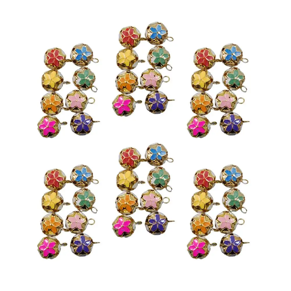 

100 Pcs Cherry Blossom Hollow Bells Hanging Pendant Accessories for DIY Craft Backpack Costume Keychain Bracelet Japanese Style