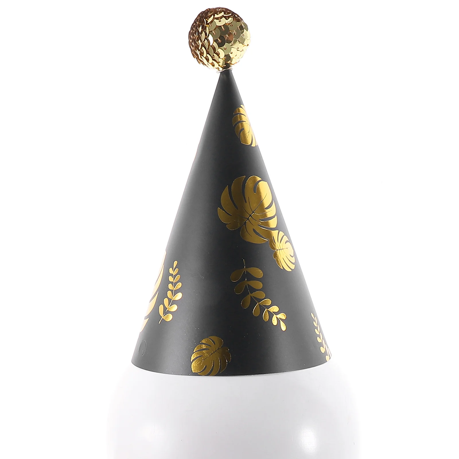 

6pcs Birthday Party Hats Sequins Ball Triangle Adorable Paper Diy Mixed Color Diagonal Stripes Leaves Flowers