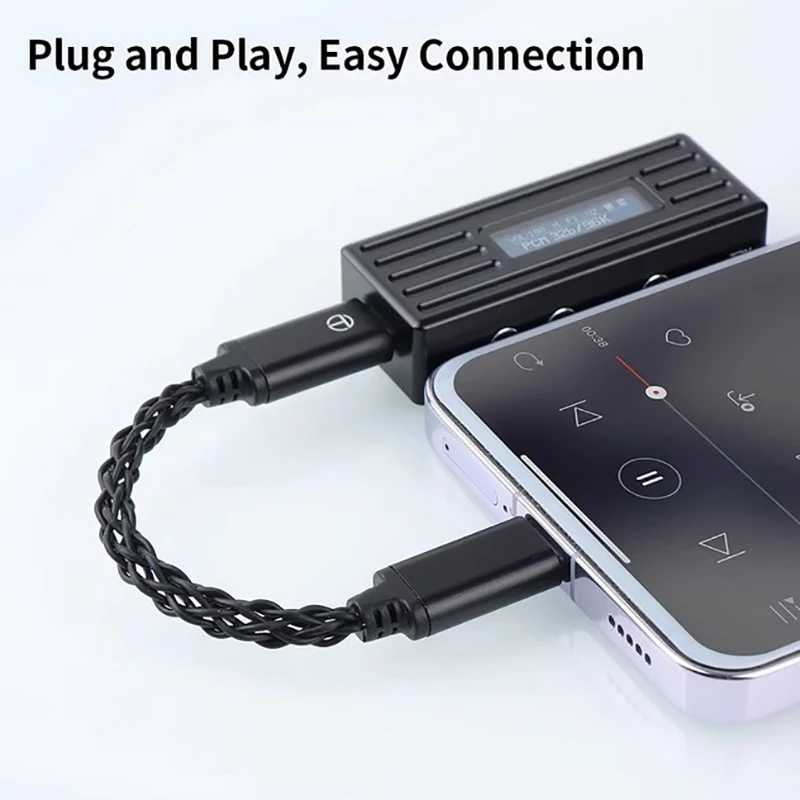Cable de Actualización DAC Tipo-C a Tipo-C para TRN, Adaptador HIFI, Amplificador de Auriculares con Cable Plateado de 8 Hilos para Teléfonos TRN TE