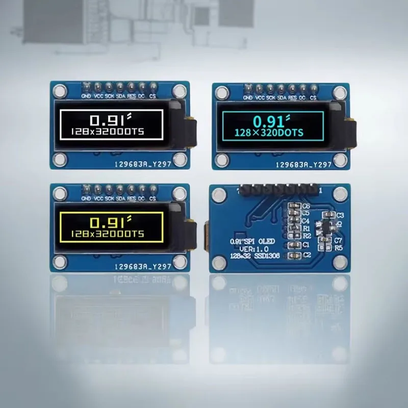 

0,91-дюймовый OLED-дисплейный модуль 128x32 SSD1306, вертикальный экран - 7-контактный SPI-интерфейс, совместимый с Arduino 51 MSP420 STIM32 SCR