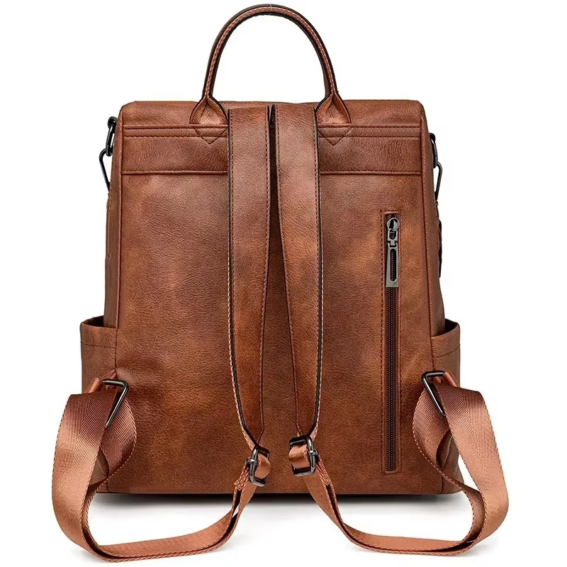 Mochila antirrobo a la moda para mujer, bolso de hombro femenino de viaje informal, mochila de cuero suave de alta calidad, bolso escolar de gran capacidad