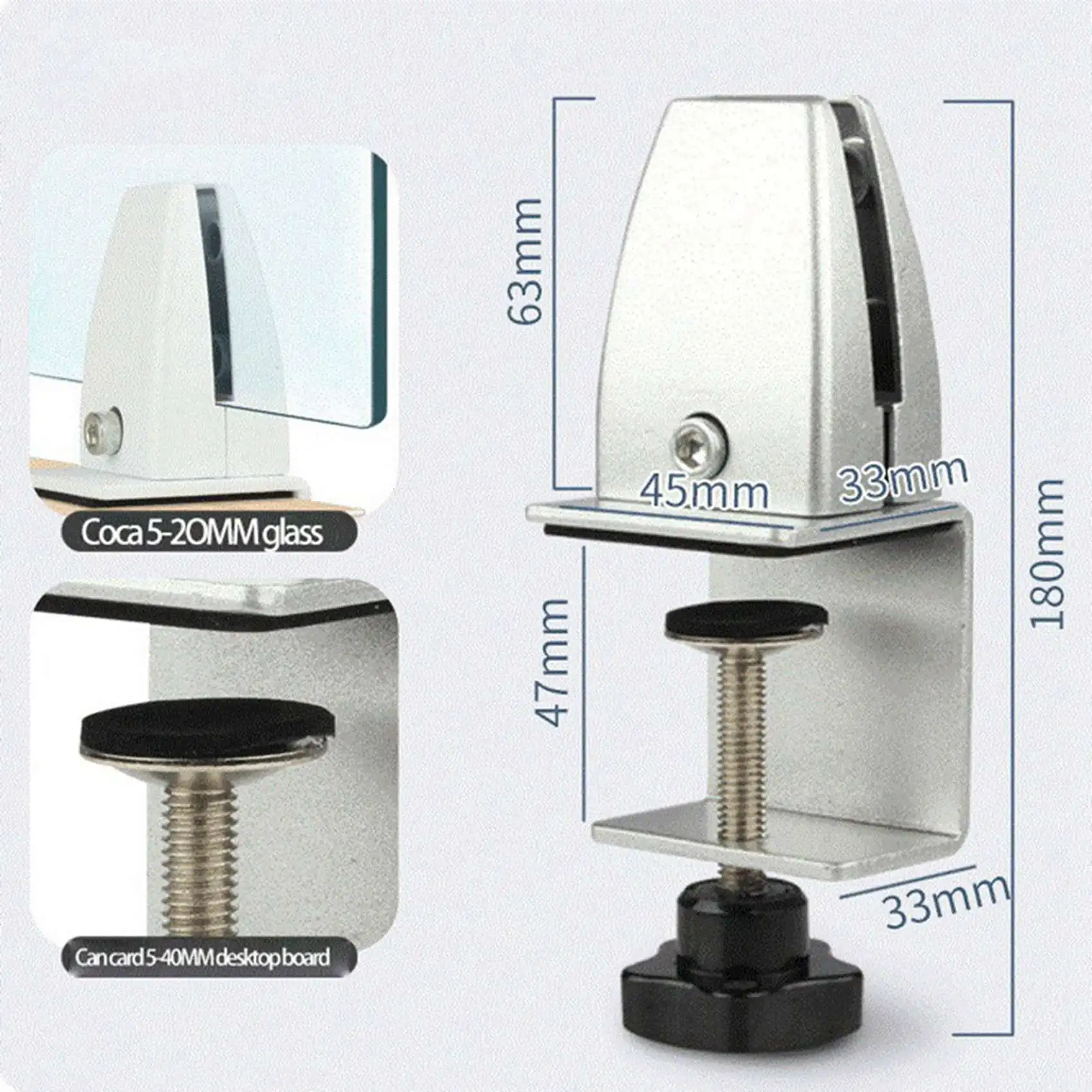 AT21-6 Pcs Office Desk Divider Clamp Privacy Screen Clip Holder Bracket Screen Baffle Clamp Partition For Table Clamp -Silver