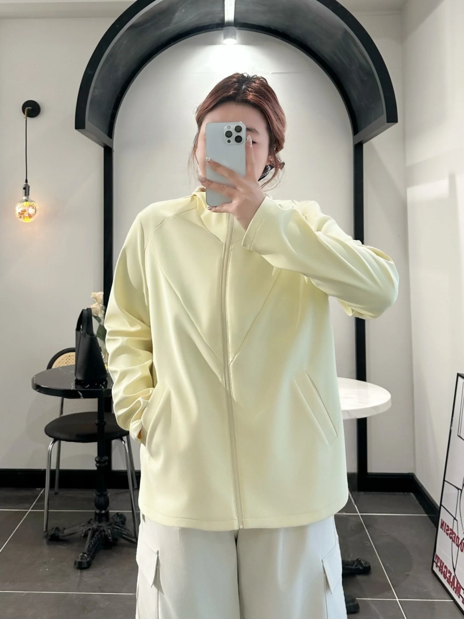

plus Size Women's Jacket Spring 2026 Minimalist Style Loose Casual Slimming Stand Collar Short Outerwear Comfortable Polyeste...