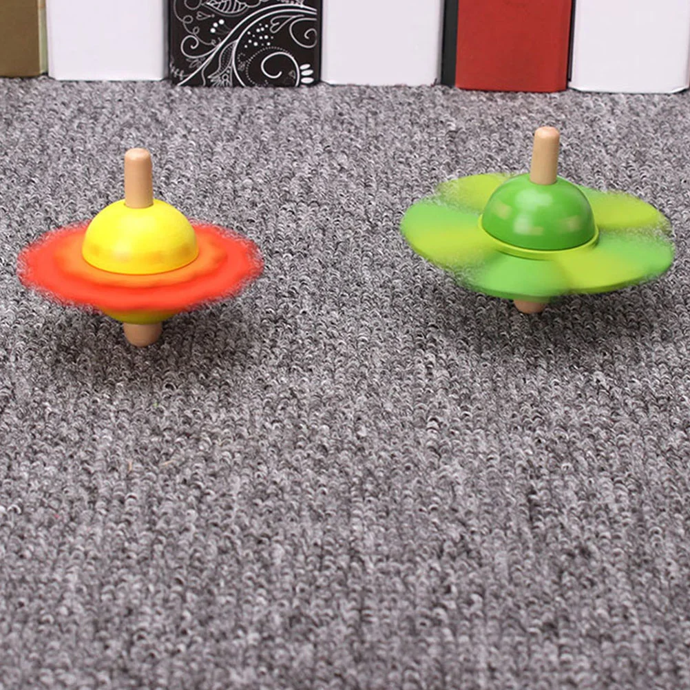 2 Pcs Toys Wooden Spinning Top Educational Magnetic Force Children Plaything Kids Desktop Rotating Tops