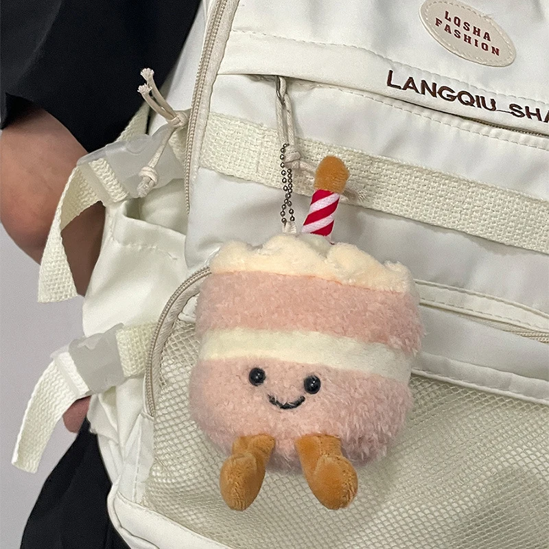 Cartoon Birthday Cake Plush Pendant Toys Simulation Birthday Cake Keychain Creative Funny Backpack Decoration Birthday Gifts