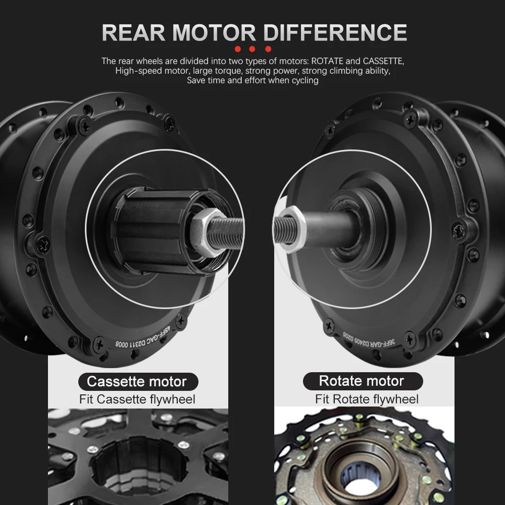 Ebike Motor 36V/48V 250W 350W 500W High Speed Brushless Gear Hub Motor for Electric Bike Front Rear Wheel Drive Conversion Kit