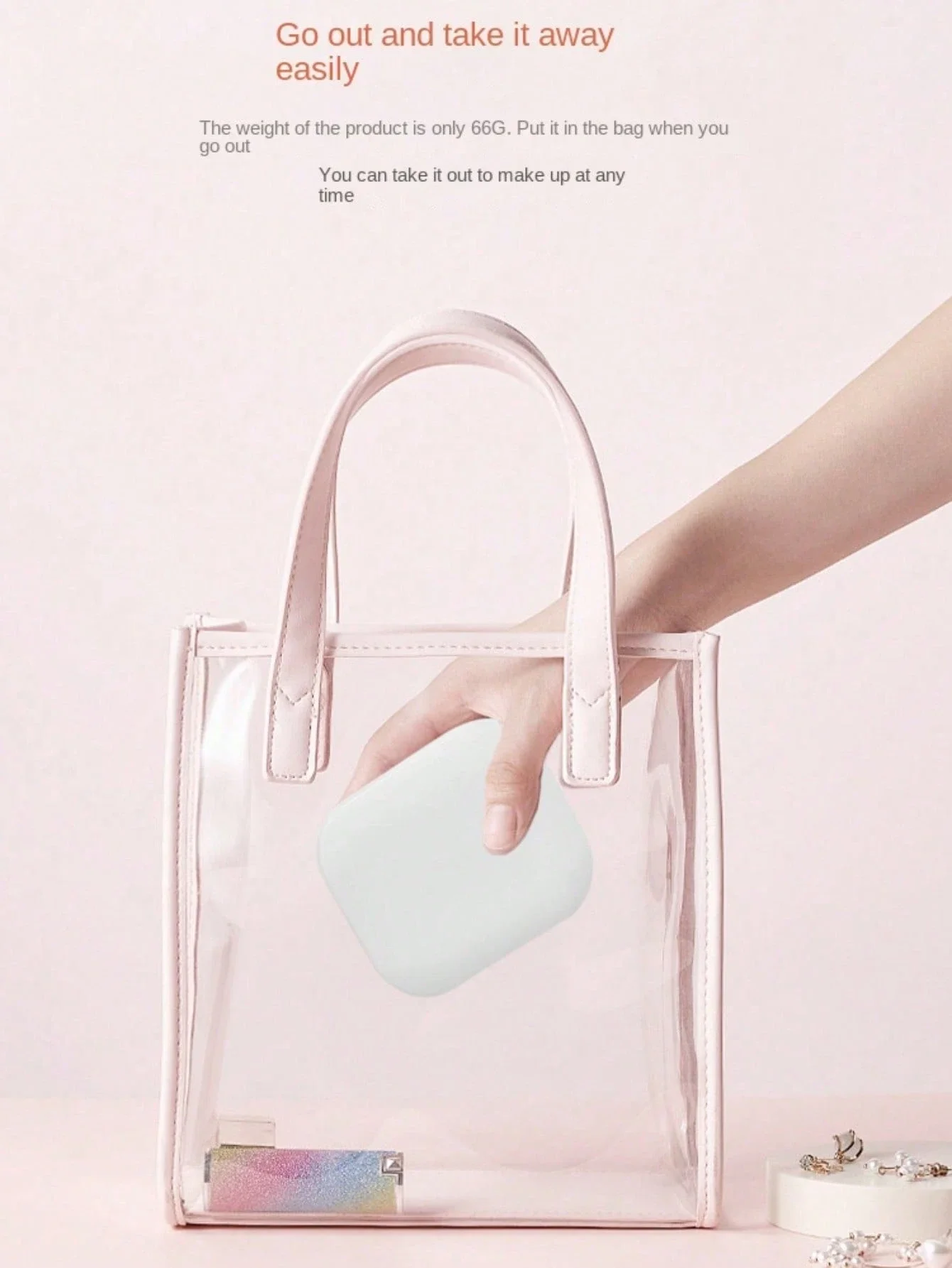 Square LED New Handheld Double-Sided Clamshell Round Pocket Folding With Light Led Makeup Mirror Compact 3x Magnification Cosmet