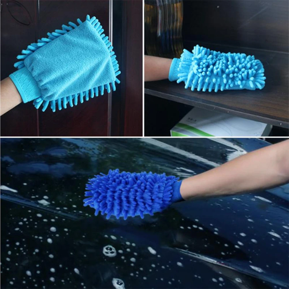 5-pack random color microfiber car wash gloves; single-sided super absorbent car wash sponge view 6