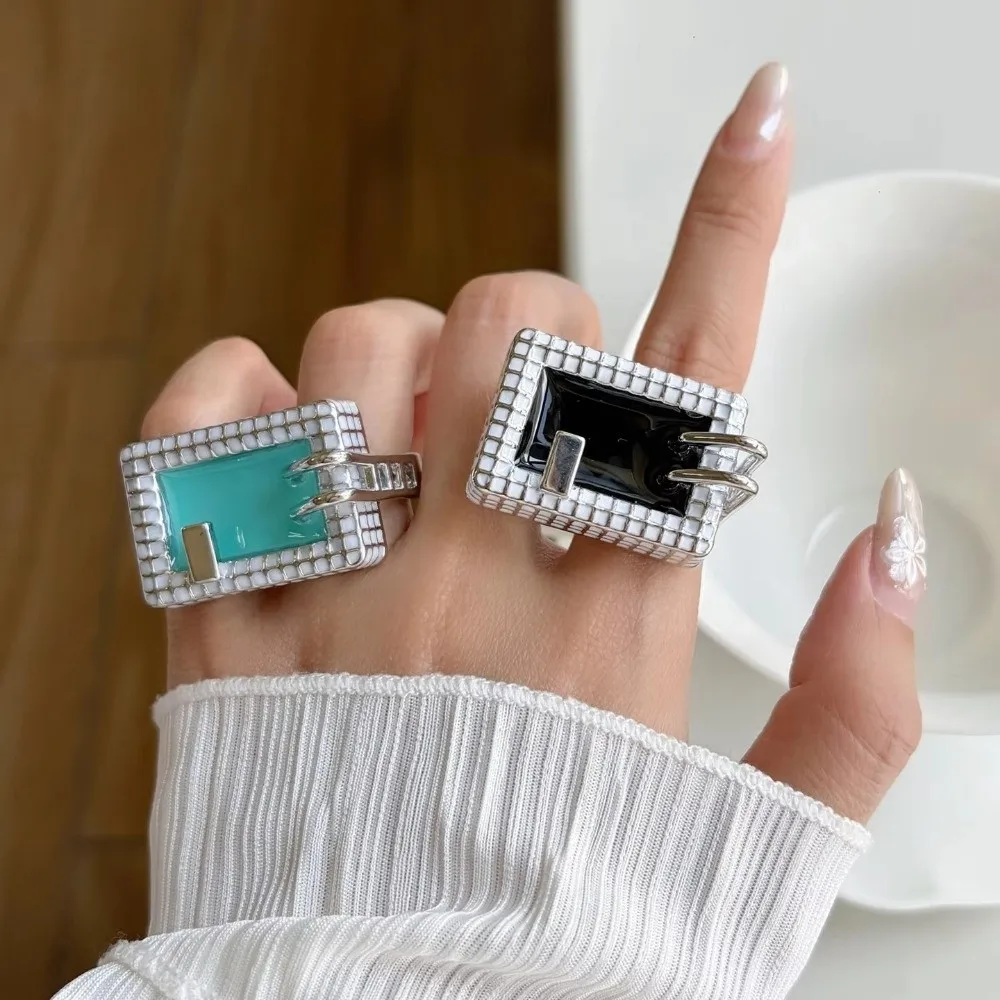 New Color Checkered Swimming Pool Ring Ins Style Sweet Style Exaggerated Ring Mini Cool Design Party Ring American Style