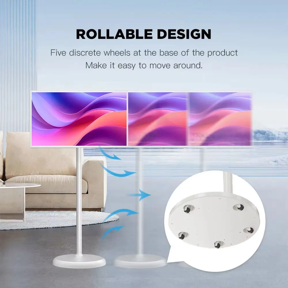 Wireless Portable Smart TV With Battery 1080p Android Operating System Vertically Rotating Touchscreen Display Mobile TV