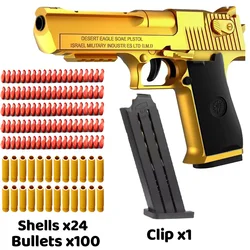 Mechanical Automatic Desert Eagle Toy Gun Shell Ejection Airsoft Pistol Continuous Firing Soft Bullet Toy for Children Shooting