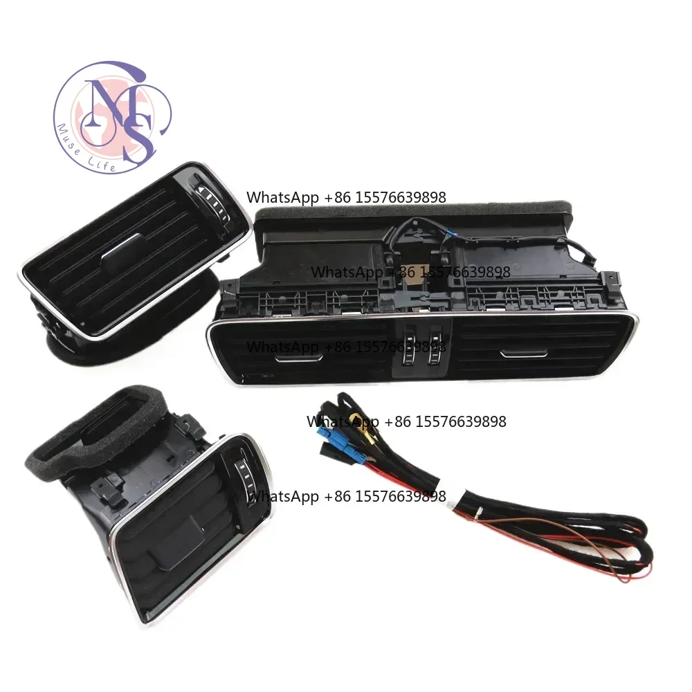 1Set Piano Black AC Air Outlet Vents 3AD819728A 3AD819701A 3AD819702A, Auto Interior Air Vent Replacement Spare Part