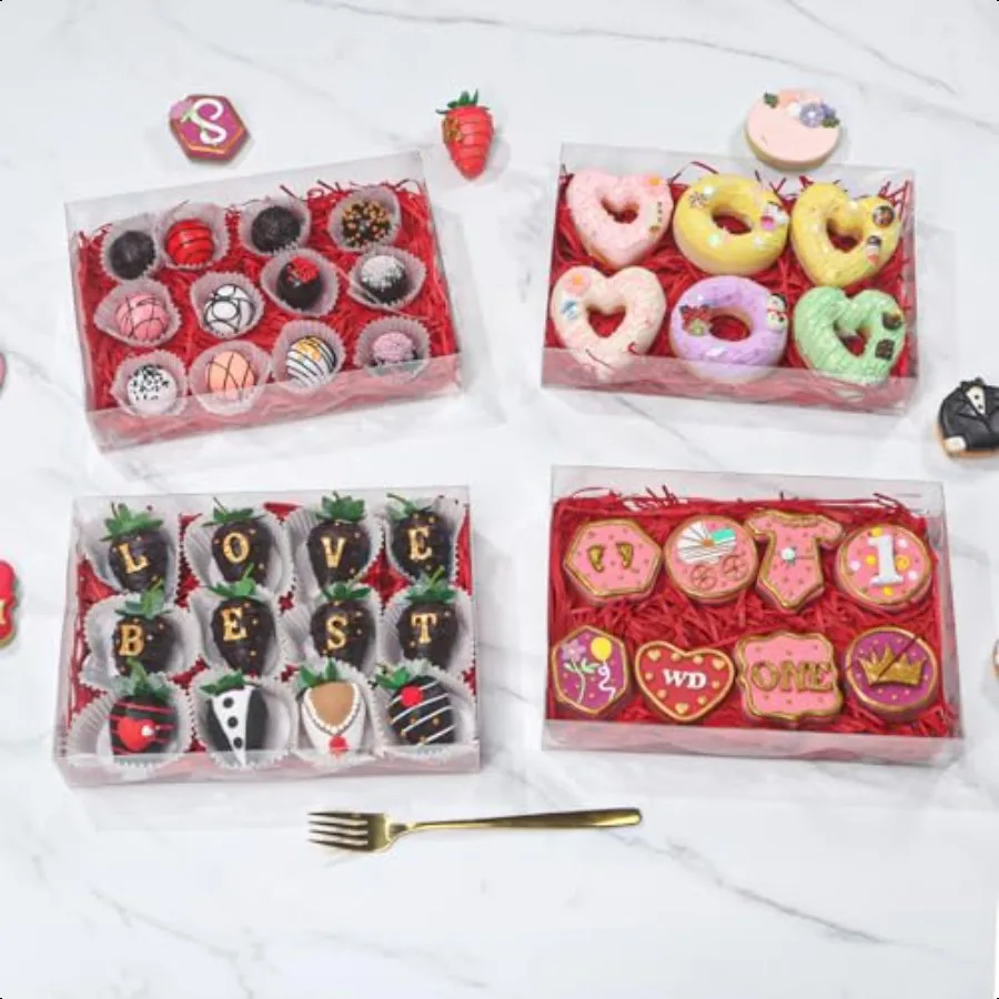 50 pcs 8x6x2 Inches Full Clear Chocolate Covered Strawberries s Cakesickle Bakery Chocolate Truffle Truffle Cakesickle Browines