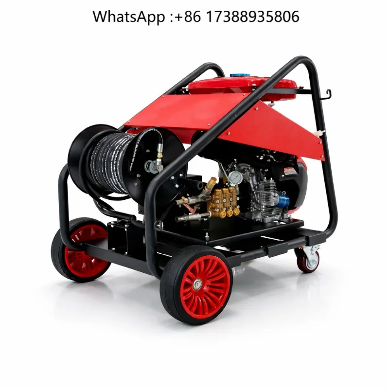 27HP 200Bar 2900PSI 41L/min  Engine Pipe Cleaning Machine for 500mm Sewer Drain, Outdoor Yard & Municipal Pipe Cleaning