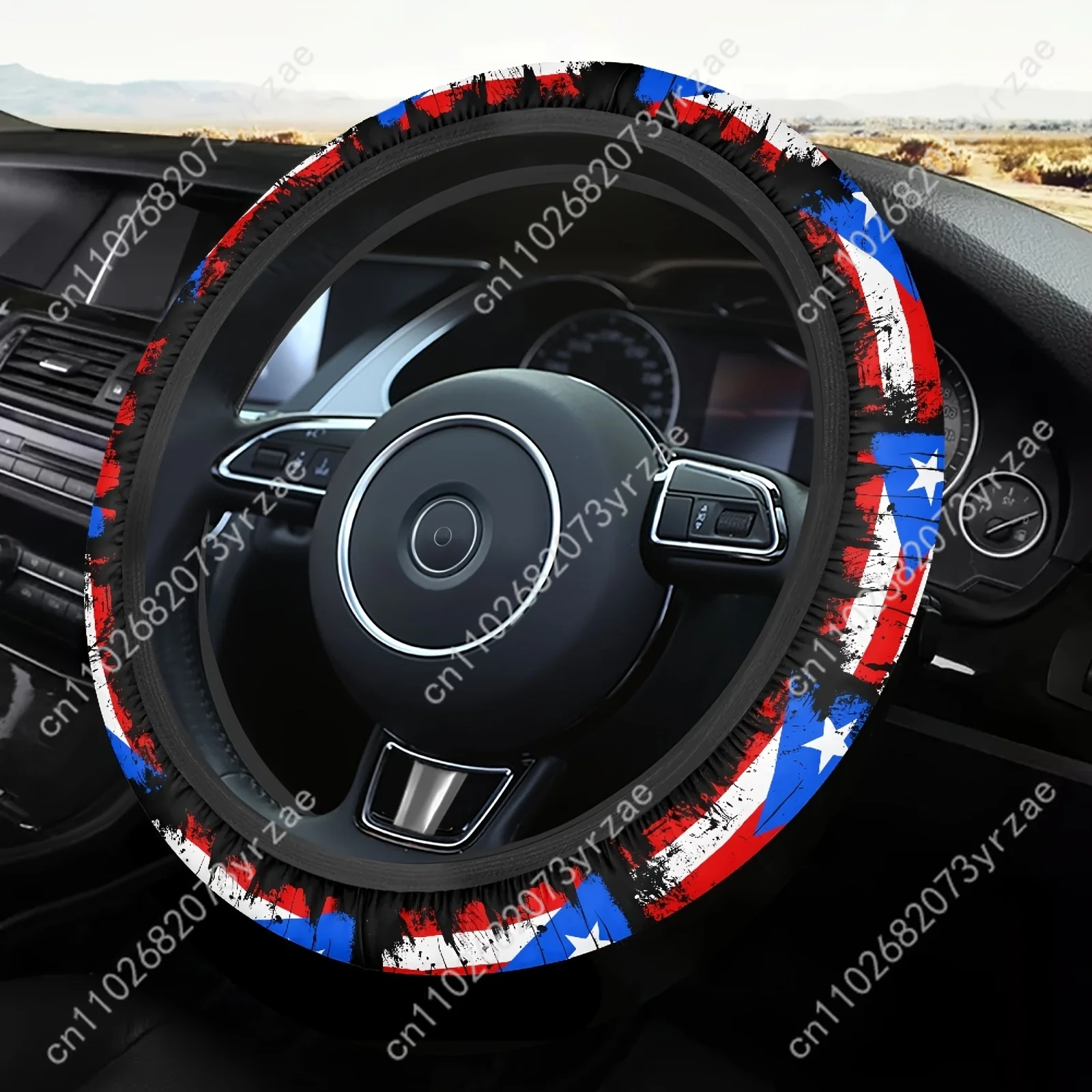 

Puerto Rico Flag Car Steering Wheels Cover Universal Type Environmental Friendly Comfort Non-slip Breathable Steering Wheel Wrap