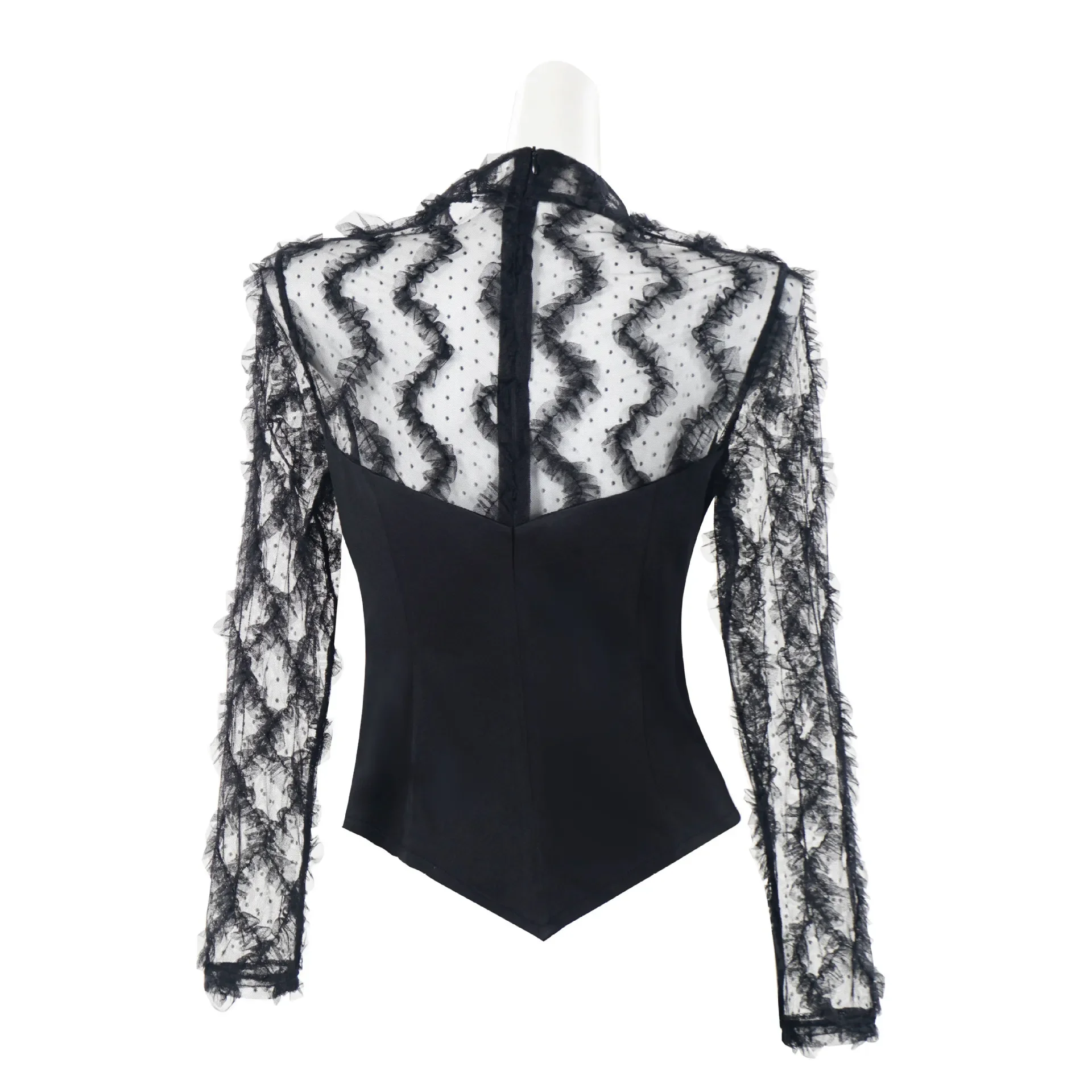 Disfraz de bruja malvada del oeste, blusa negra con encaje y volantes, vestido de cosplay