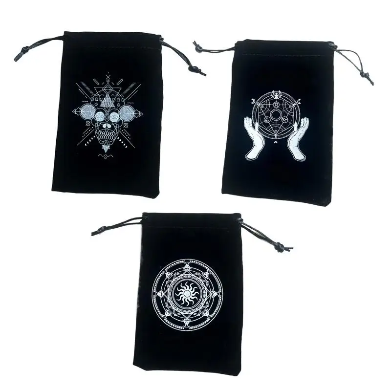 Tarot Card Bag Flannel Tarot Deck Holder Reusable Jewelry Pouch Drawstrings Case Tarot Card Pouch Portable Bundle Pocket