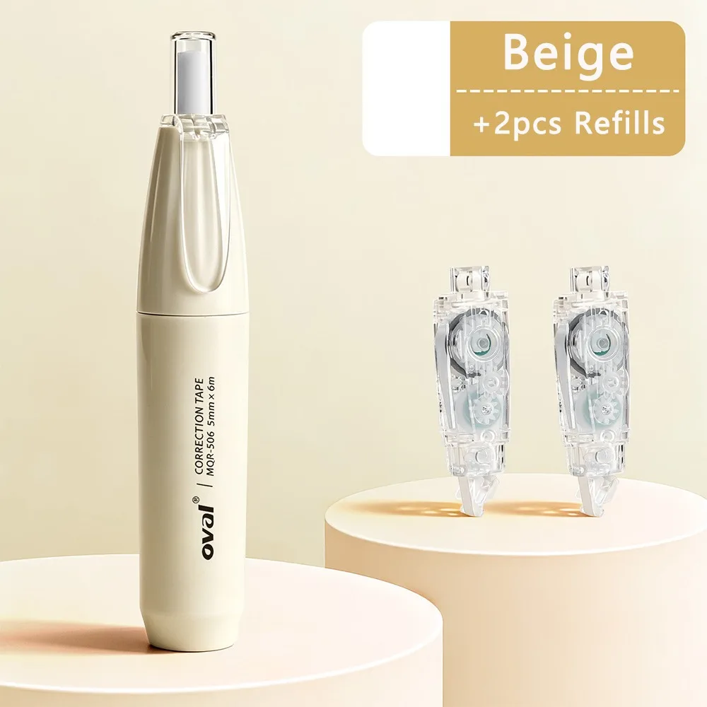 360° Rotatable Tip Correction Tape Pres Type Refillable Correction Roller Invisible White Out Tape School Office Supplies