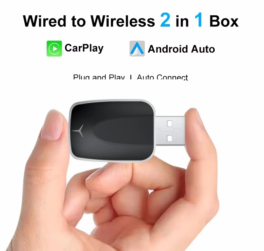 2in1 Draadloze CarPlay Dongle Draadloze Android Auto Adapter AI Smart Box Auto Intelligente Systemen Voor Auto Met Bedrade CarPlay