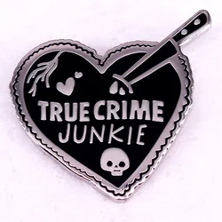 True Crime Junkie Heart Enamel Pin Crime Shows Brooch Badge Halloween Jewelry Gift
