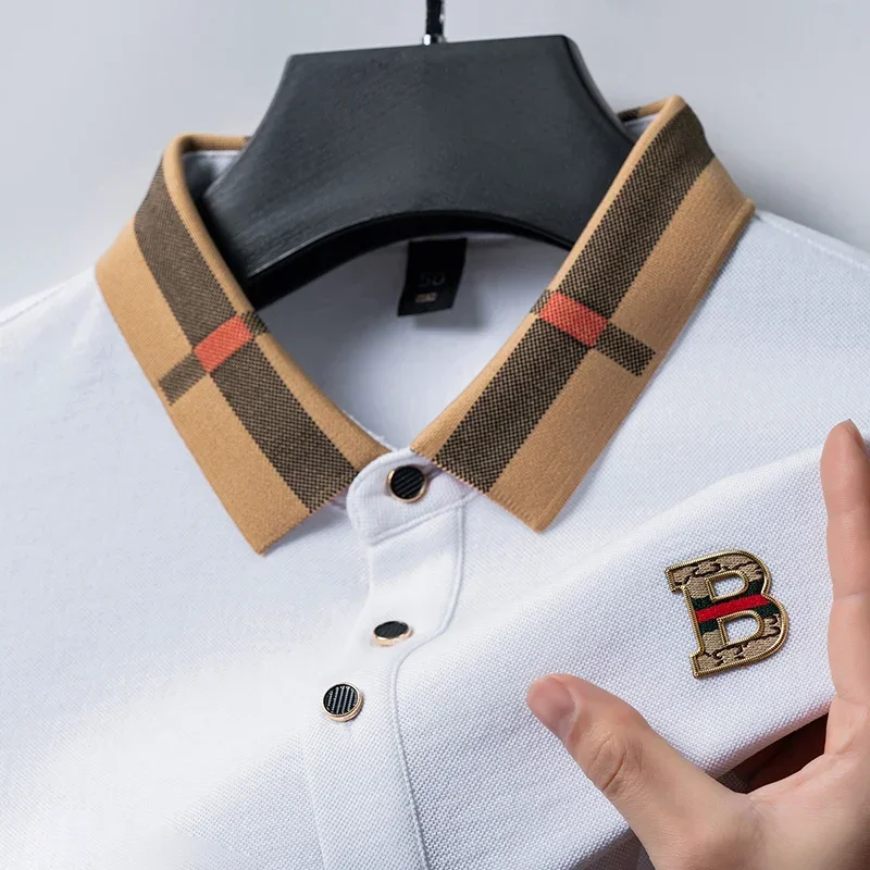2024 Summer Luxury Brand Men\'s New Fashion Collar Embroidered Polo Shirt Fashion Casual Short Sleeve Street Men\'s Clothing