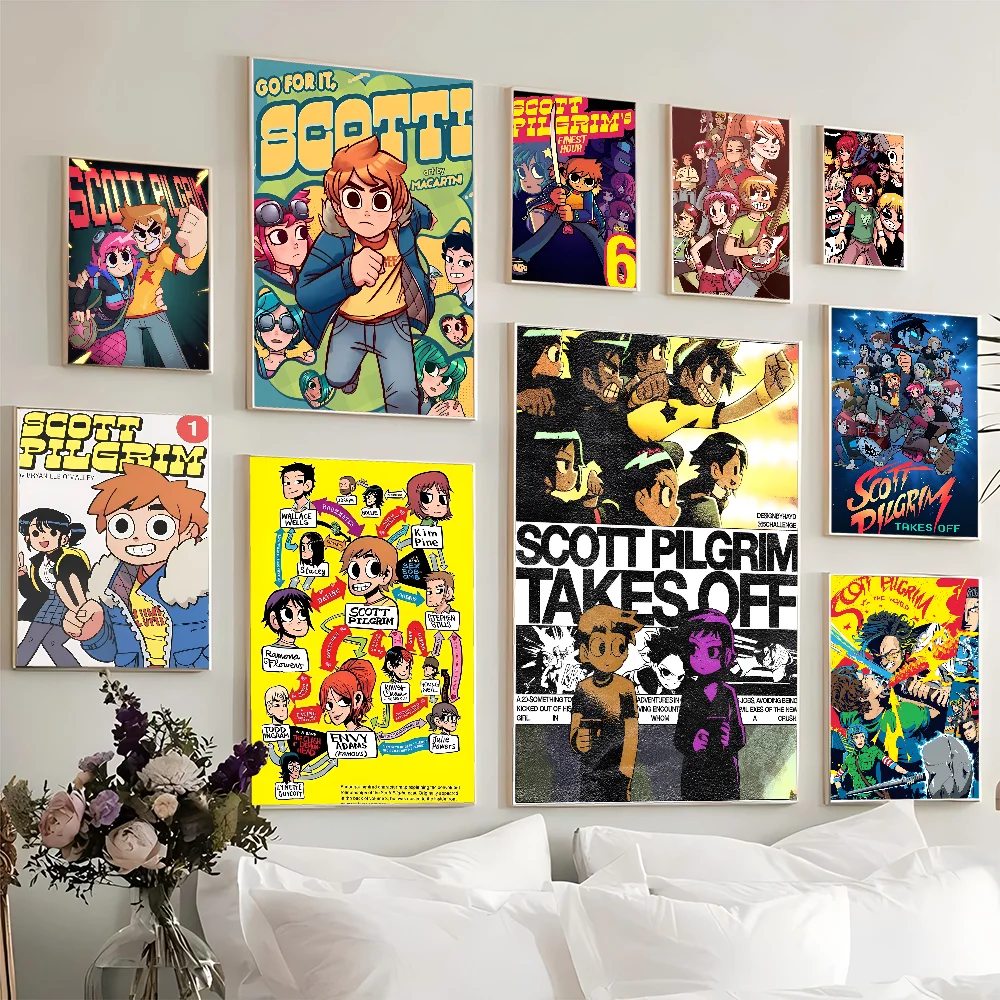 

Scott Pilgrim Vs. The World Self-adhesive Art Poster Decoracion Painting Wall Art White Kraft Paper Home Decor