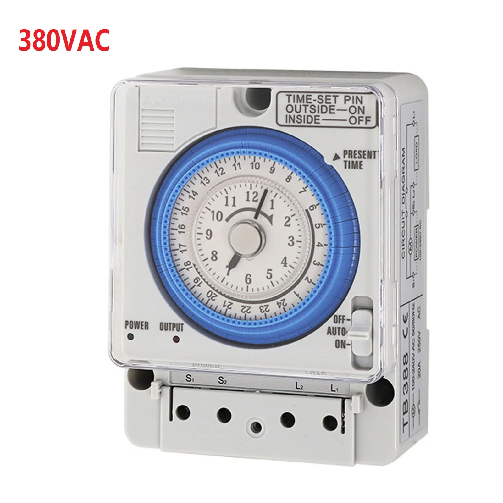 for Time Relay for Time Control Switch Mechanical Timer 110-230VAC 112x82x50mm 24 Hours 50-60Hz Gray White Plastic TB388