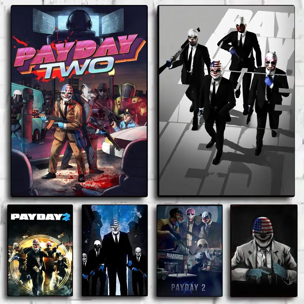 Game P-Payday 2 Painting Calligraphy Canvas HD Poster Waterproof Fade Resistant Wall Art Print for Home Decor