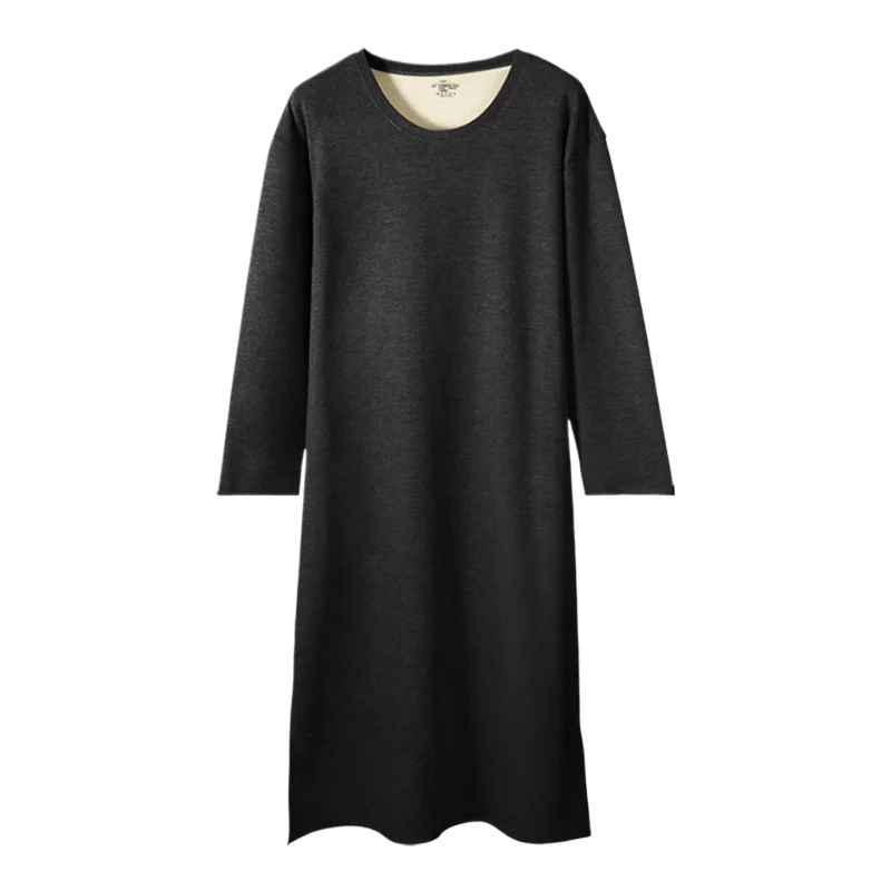 Männer Nachthemd Doppelseitige Fleece Langarm Winter Herbst Warme Bademantel Loungewear Ein Stück Onesies Pijama Lose Nachtwäsche