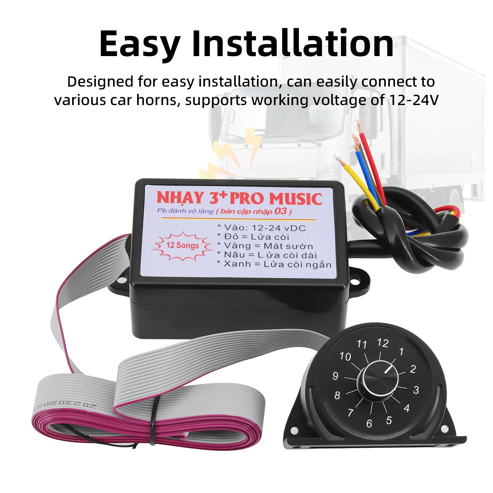 12V-24V Auto Accessories 12 Sound Musical Electronic Horn Controller Pro Musical Horn Control Unit for Trucks Car Marine Boat