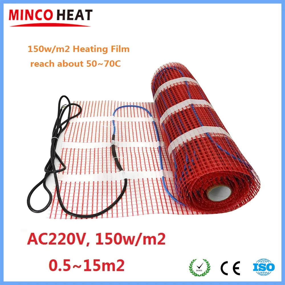 Minco Heat-50cm 너비 AC220V 240w/m2 그래핀 PTC 적외선 바닥 난방 필름, 전기 따뜻한 바닥 매트, 한국 제조 