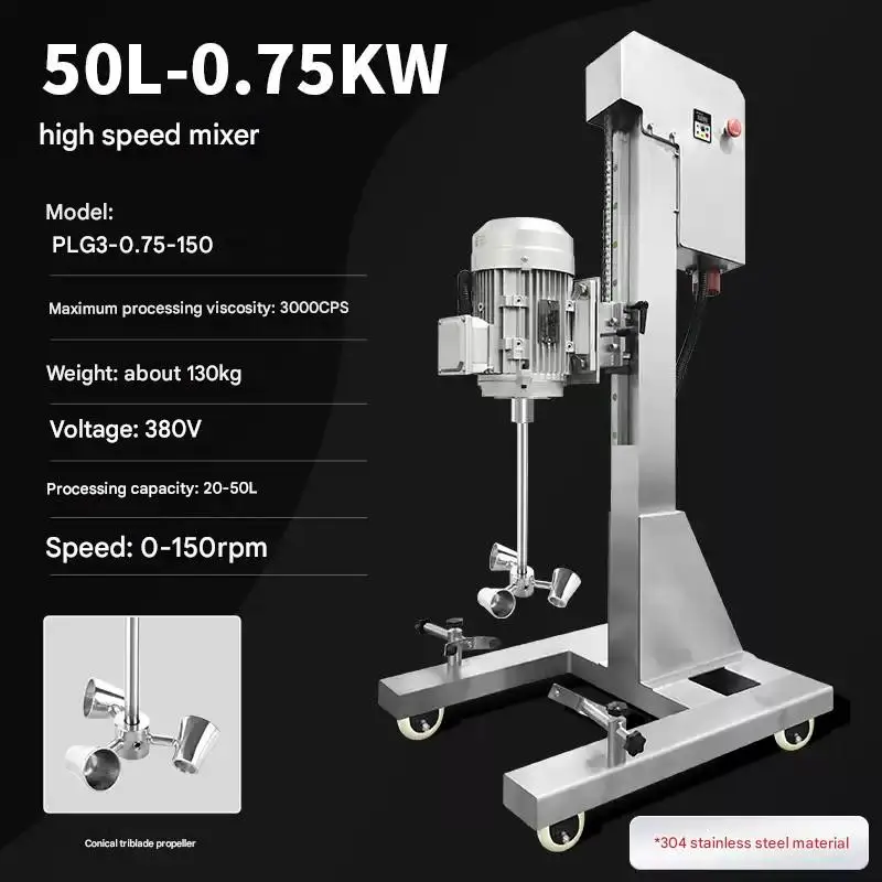 20-50L Lab Chemical Anti-corrosion PTFE Stainless Steel Electric High-speed Stirring Disperser Mixer Spiral Conical Paddle