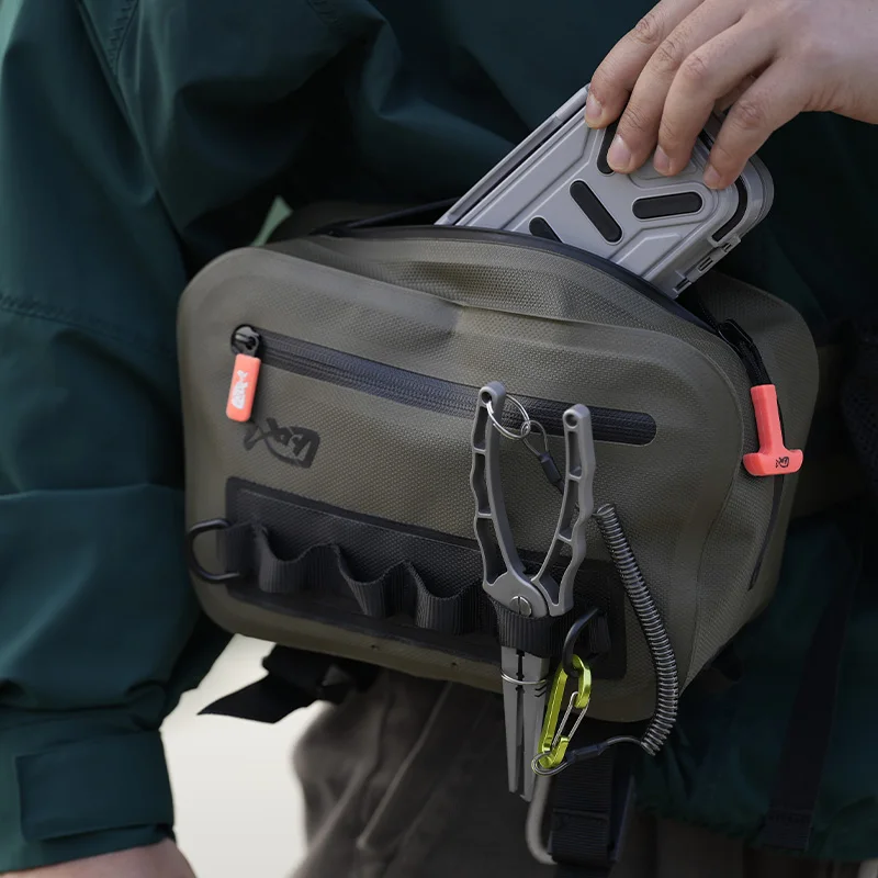 LINNHUE Fishing Tackle Waterproof Bag Outdoor Waist Fanny Pack Capacity Crossbody Bag Fishing Lures Line Box Storage Accessories