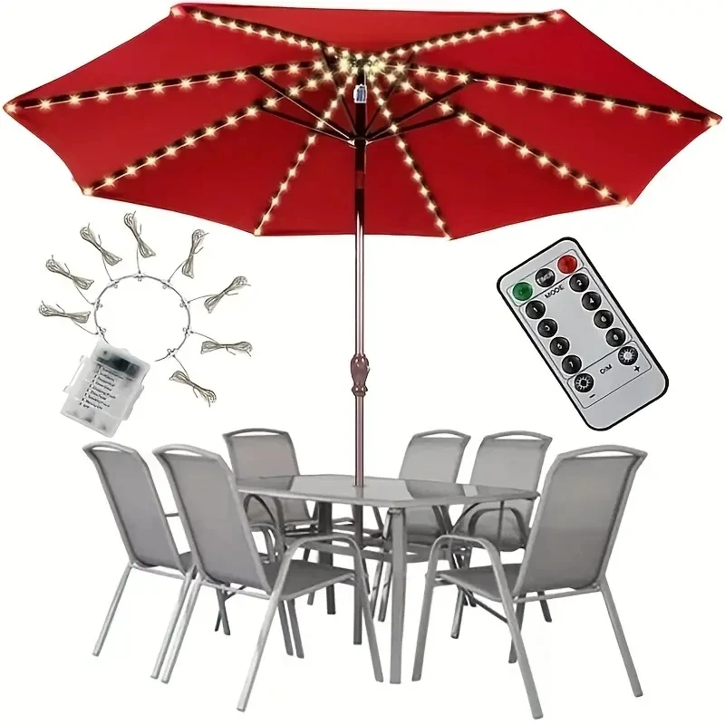 1PC Patio Umbrella Light with Remote Waterproof Battery-Operated LED Lighting Ideal For Festive Occasions And Everyday Use