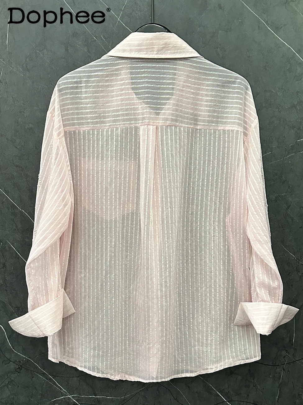 2025 Summer New Hot Diamond Letter Thin Long-sleeved Shirt Women's Loose Casual Style Versatile Sunscreen Shirt Top